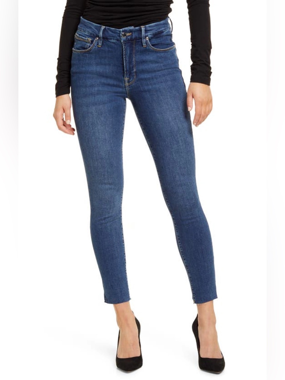 Good American Good Legs Crop Raw Hem Jeans In Blue835 Women’s Jeans Size 28 (6)